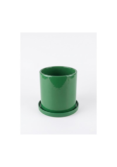 Romeo Seramik Saksı Parlak Yeşil Jade Green Tabaklı Çap:15cm Yük:15cm