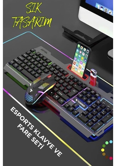 Tmk-06 Gaming Rgb Işıklı Kablolu Q Klavye Ve Mouse Seti Siyah