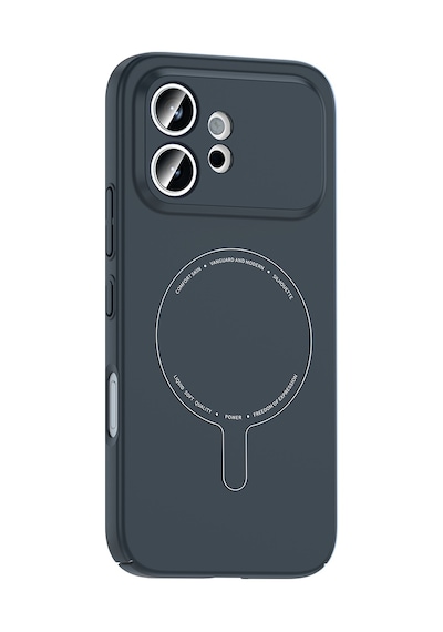 Maks Technology Honor 600 5g Kılıf M-safe Şarj Özellikli Kamera Korumalı Mkst Elio Sert Pc Kapak - Lacivert
