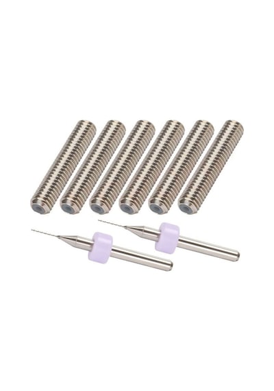 3d Yazıcı M6 30mm Nozzle Boğazı 6 Adet + Mk8 Pirinç Nozzle 6 Adet + 2 Adet Matkap Ucu Temizleme Seti