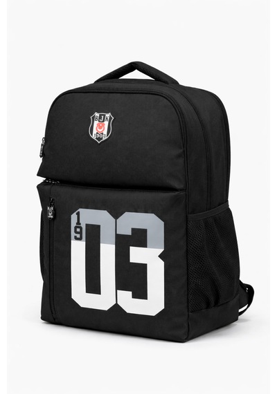 Beşiktaş Lisanslı 3 Bölmeli Sırt Çantası - Laptop Gözlü Su İtici Kumaşlı 1903 Baskılı Okul Çantası Siyah