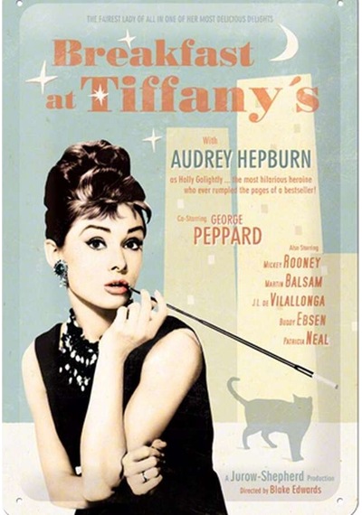 Nostalgic Art Breakfast At Tiffany'S Blue Metal Pano 20 X 30 Cm