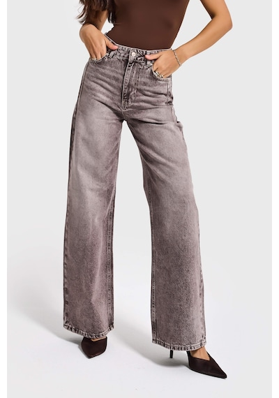 Itsbasic Kadın Taş Kot Rengi Olea 4s6-173 Wide Leg Fit %100 Koton Denim Jean