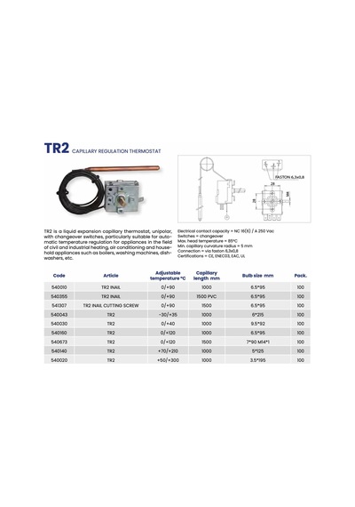 Imıt Tr2/540375 0-90 C 200 Cm Spiralli Termostat-çift Kontaklı Imıt İtalyan