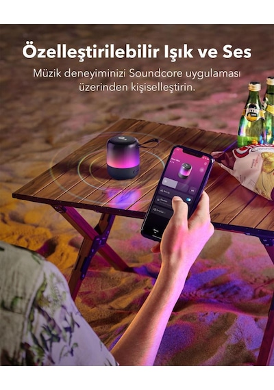 Anker Soundcore Glow Mini Taşınabilir Hoparlör - 360 Ses Bluetooth Hoparlör - Işık Gösterisi - 12 Saat Pil - A3136