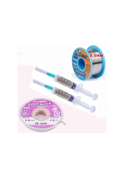 Flux Lehim Toplama,lehim Emme Tel 2,0mm Ve Lehim Teli 05mm 4in1