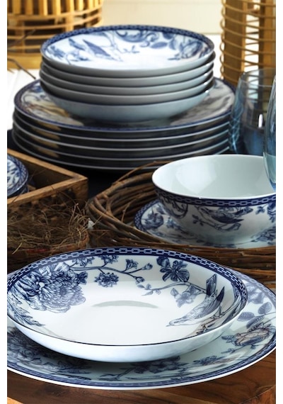 Kütahya Porselen Blue Blanc 6 Kişilik 24 Parça Yemek Takımı