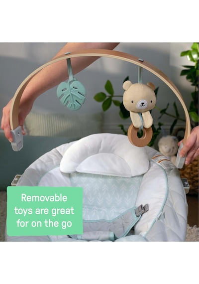 Cozy Spot Yatıştırıcı Bebek Zıpzıpı Ahşap Oyuncaklı Yay, Doğal Kauçuk Oyuncak, Emniyet Kemeri, Müzik Ve Oto Genel