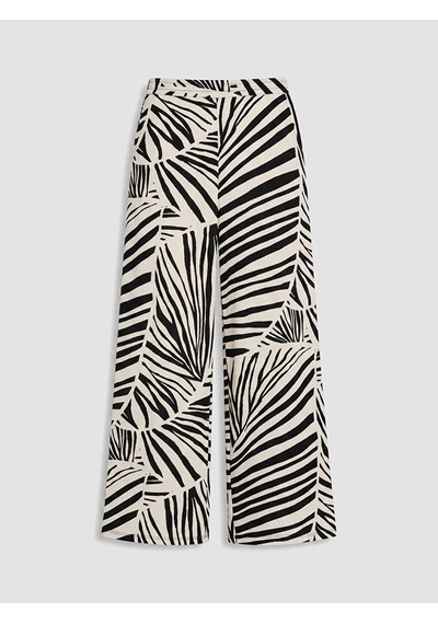 Lcw Everyday Gri Beli Lastikli Zebra Desenli Kadın Pantolon