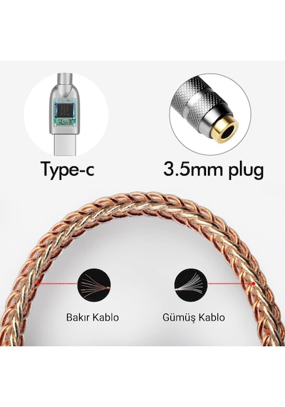 Klasse Type-c - 3.5 Alc5686 Çip Hifi Dac Kartı Kulaklık Kablosu Usb Başlık