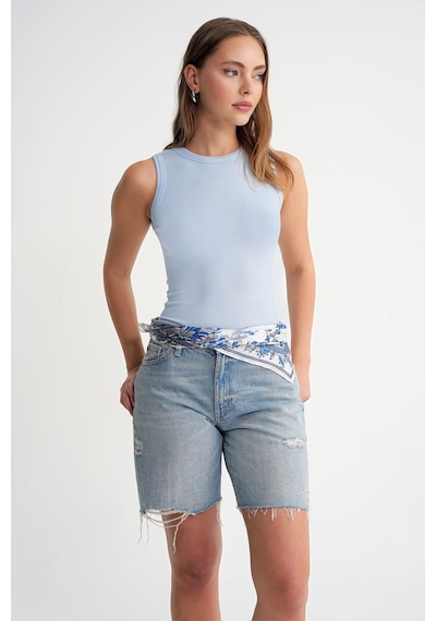 Mixray 2012 Kadın Slim Fit Basic Atlet Bebe Mavi