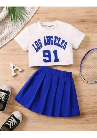 My Kids Wear Pile Etekli Baskılı Kız Çocuk Takım Lacivert