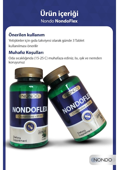 Nondo Flex 90 Tablet Jumbo Boy Glukozamin Glucosamine Kondrotin Msm Tip 2 Kolejen Akgünlük Eki