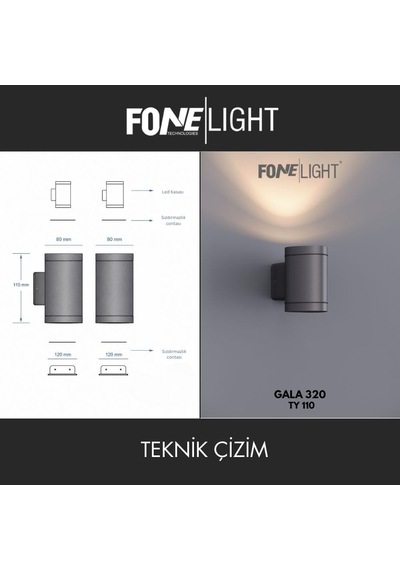 Gala Alüminyum Tek Yönlü Duvar Apliği - 11 Cm Kompakt Tasarım - Antrasit Gri Ip65 Su Geçirmez Dış Mekan Aydınlatması - 3000k Gün Işığı Dekoratif Bahçe Lambası - Korozyona Dayanıklı Alüminyum Gövde