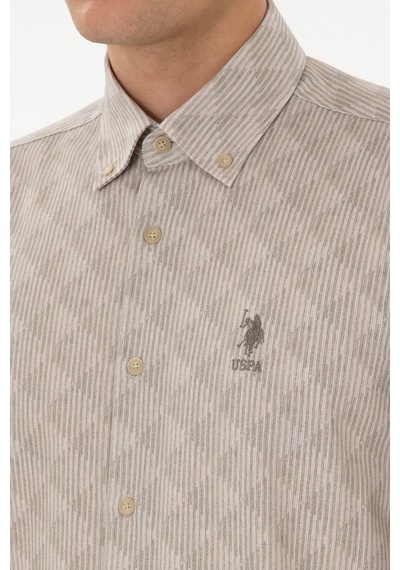 U.S. Polo Assn. Erkek Regular Uzun Kollu Kışlık Gömlek 2235858 Açık Haki