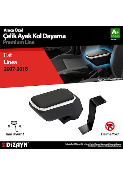 S-Dizayn Fiat Linea Kol Dayama Kolçak Çelik Ayaklı ABS Gri 2007-2