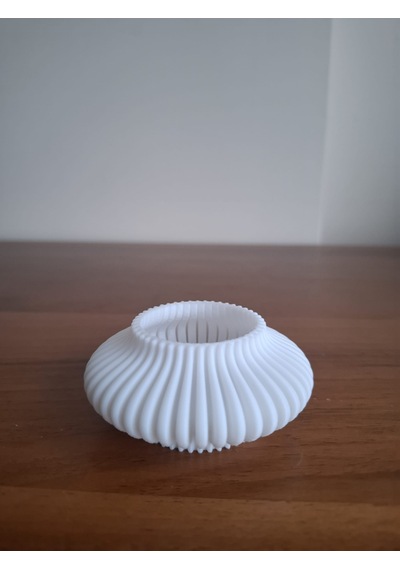 İkili Elmas Çizgili Tealight Mumluk Beyaz