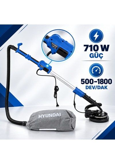 Hyundai Hsd710 Alçıpan Zımpara Makinesi 710 W 225 Mm Teleskopik