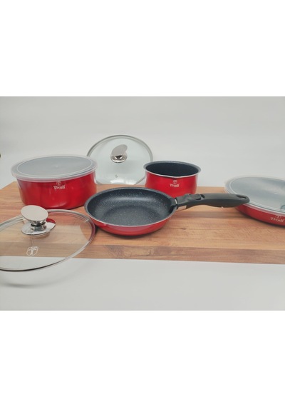 Tivoli Metallic Line Red Collection 9 Parça Tencere Takımı