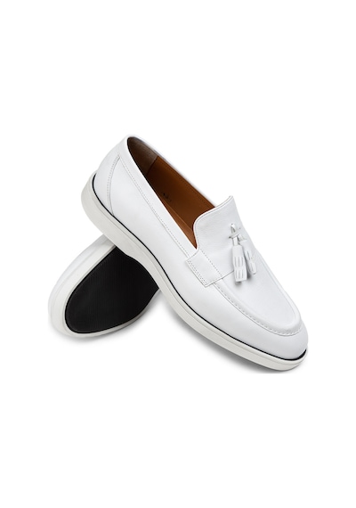 Deery Hakiki Deri Beyaz Erkek Loafer Ayakkabı - 01958mbyzc01 Beyaz