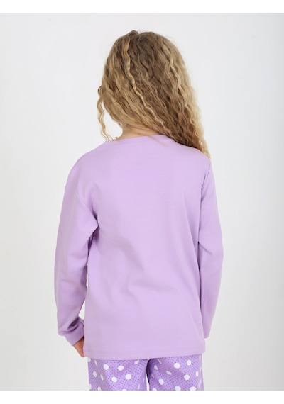Kız Çocuk Uzun Kollu %100 Pamuklu Pijama Takımı Let Your Lila