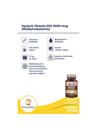 Methylcobalamin Vitamin B12 1000 Mcg 100 Dilaltı Tablet - Vitamin B12 Metilkobalamin 2 Paketi
