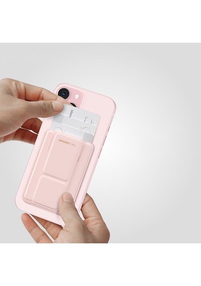 Amazingthing Edition Mag Serisi Fonksiyonel Çok Yönlü Grip Standlı Magnetik Kartlık Pembe