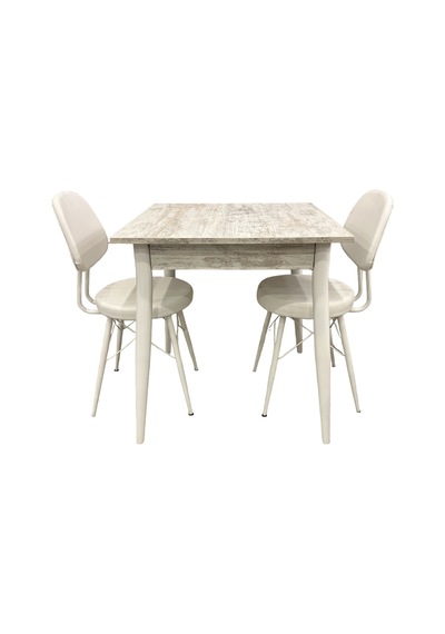 Mendel Masa Ve Eyfel Sandalye Takımı, Kristal, 70x70 Beyaz