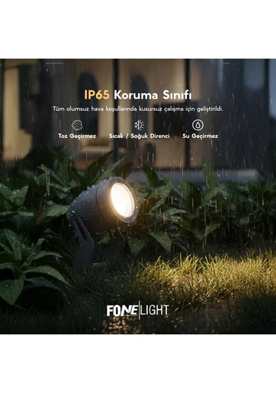 FoneLight Egitera 33 cm LED Kazıklı Çim Armatürü Spot Antrasit Alüminyum IP65 Bahçe Peyzaj Aydınlatması 7W