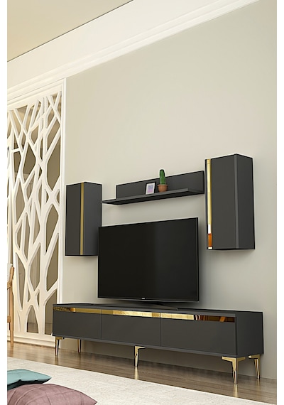 Tvr1898ag - Anka Tvr180 Tv Ünitesi Takım , Tv Sehpası Antrasit-gold 180cm