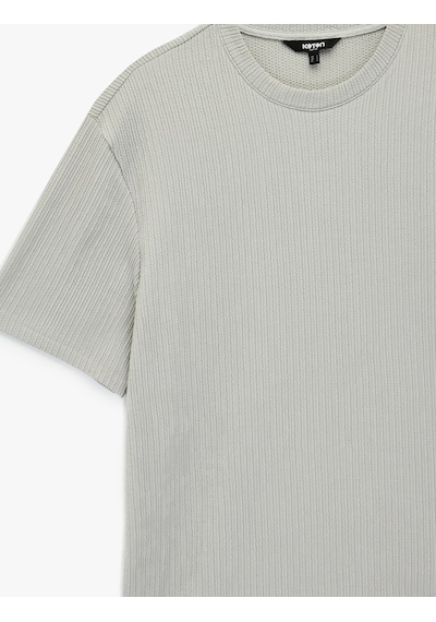 Koton Regular Fit Dokulu Kısa Kollu Basic Bisiklet Yaka Tişört Gri 6sam10054mk Gri