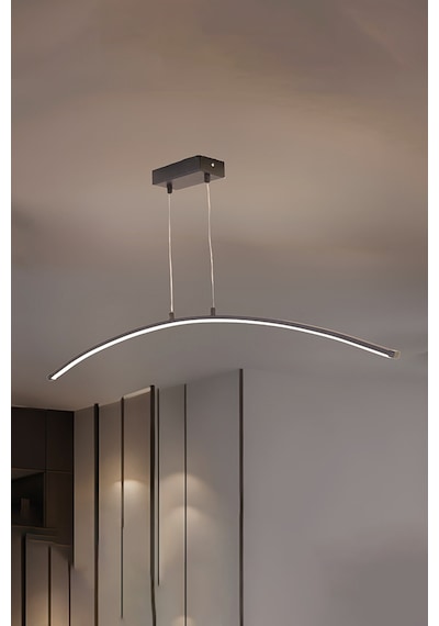 Uzun Kıvrımlı 3 Renk Tavan Lambası Sarkıt Toplantı Masası, Koridor İçin Modern Led Aydınlatma Siyah