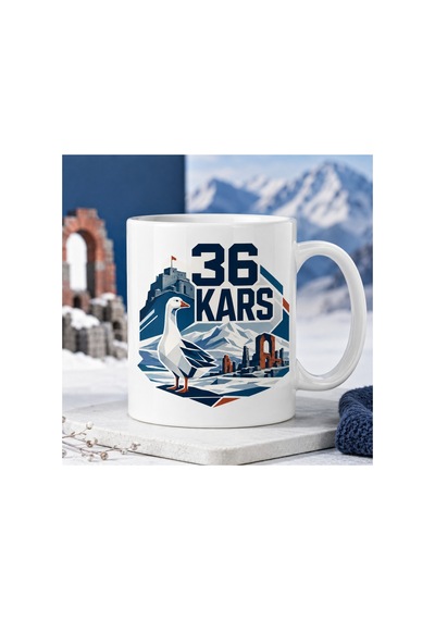Kars Temalı Kupa Bardak Kültürel Motifler Desen 8 Beyaz Beyaz