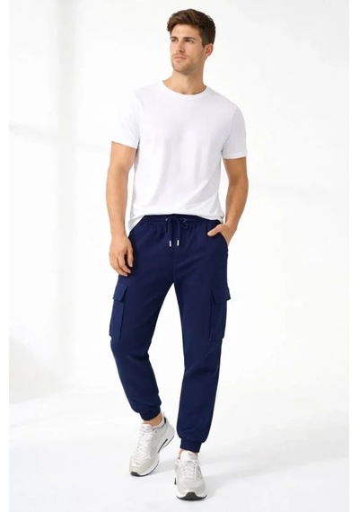 Oada Erkek Jogger Eşofman Altı Regular Fit , Kargo Cepli, Lastikli Paça, Günlük Spor Pantolon - Lacivert