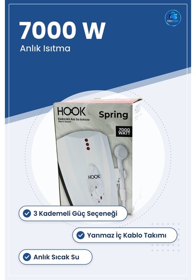 Elektrikli Şofben 7000w 3 Kademeli Anlık Sıcak Su Duş Lavabo Hazı