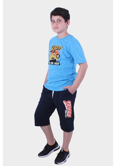 Fyk Kids Erkek Çocuk Alt-üst Kapri-tişört Takım Turkuaz