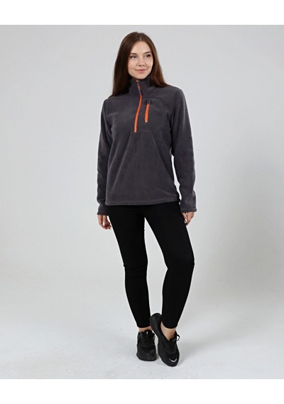 Genius Store Kadın Polar Yarım Fermuarlı Outdoor Cepli Spor Polar Füme