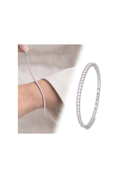 Moncuk Design 4mm Pembe Zirkon Taşlı Ayarlanabilir Su Yolu Kadın Bileklik 3351kbv4d6 Sarı