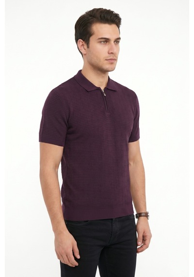 Baglan Erkek Spor Polo Yaka Triko Tişört Bgl-st05371 Mürdüm