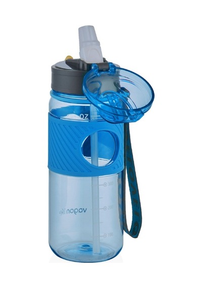 Pipetli Askılı 600 Ml Suluk Vgn Plastic Bottle Matara MAvi