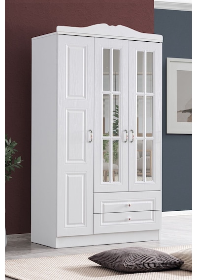 Gardırop, Country West Mdf Ön Yüzeyli 3 Kapılı Dolap - Beyaz Ahşap