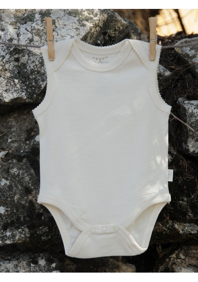 Naturaborn Naturaborn Gots Organik Sertifikalı Kroşetalı Kolsuz Bebek Body Bej