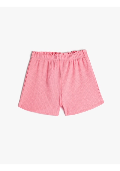 Koton Şort Beli Lastikli Büzgülü Dokulu Pembe 4smg40089ak Pembe