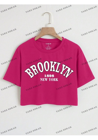 Flood Of Style Crop Ckod-232913 Harf Grafikli Kırpma Kahverengi