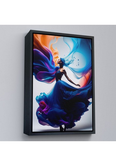 Miyrem^ Canvas Serie Mavi Kıyafetli Soyut Kadın Tablosu-8021