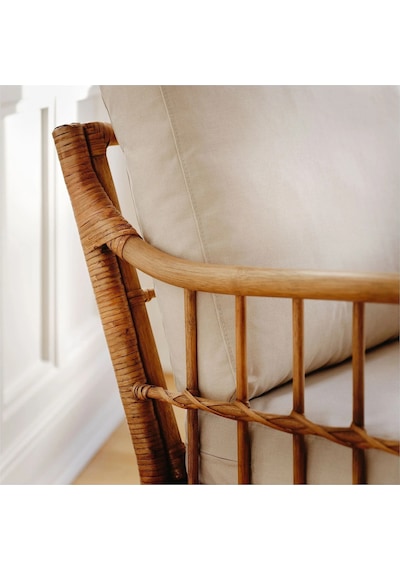 Ikea Beyaz Şık Berjer Koltuk - Rattan Koltuk