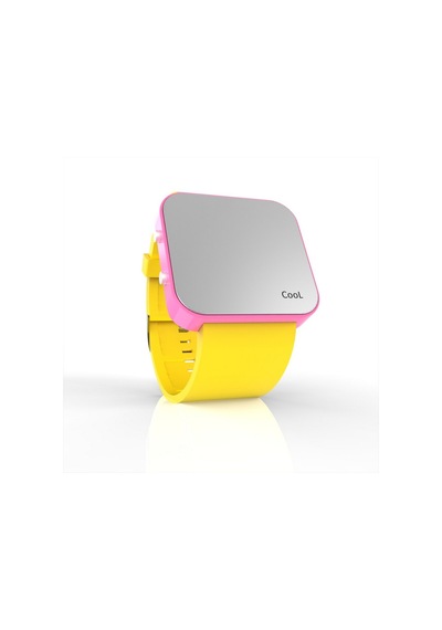 Cool Watch Saat - Pembe Led Kasa - Sarı Kayış Unisex