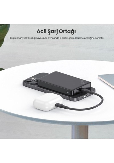 Gar276 5000 Mah Manyetik Kablosuz Type-c Girişli Taşınabilir Powerbank - Siyah