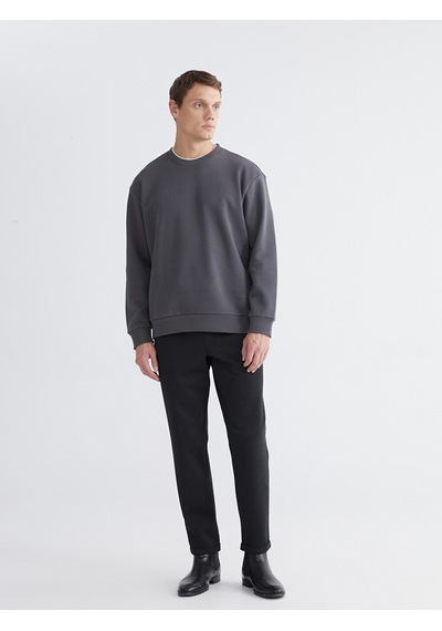 Lcw Vision Antrasit Bisiklet Yaka Erkek Kalın Sweatshirt