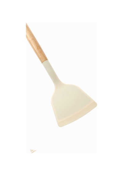 Bambu Saplı Silikon Spatula Silikon Ekru Diğer